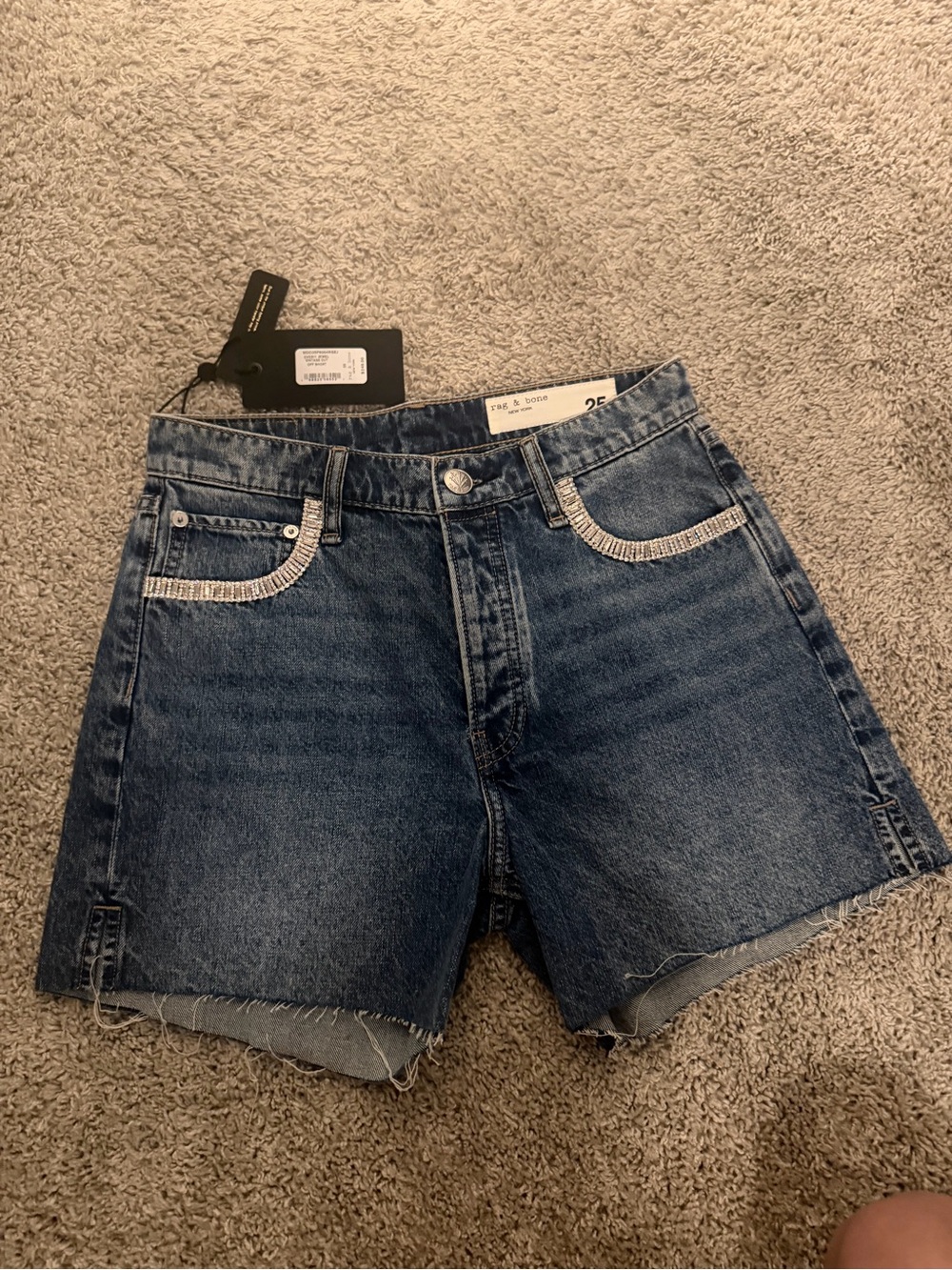 NWT rag & bone Jean Shorts with Embellished Pockets 25